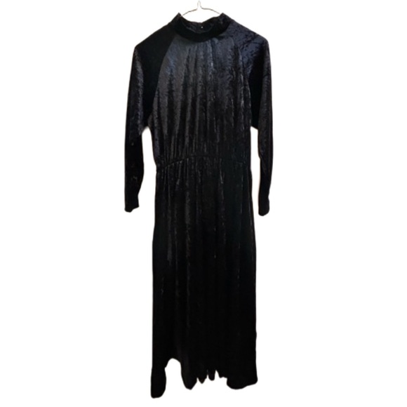 Haband Dresses & Skirts - 🍄Vintage Haband for Her Crushed Black Velvet Mock Neck Maxi Dress Size 8P